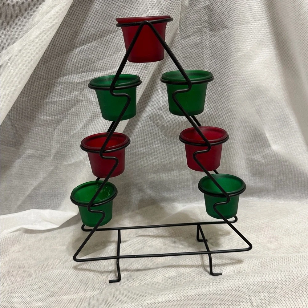 Vtg images 7 Light Tree Votive Holder - Red and Green Christmas candle holder